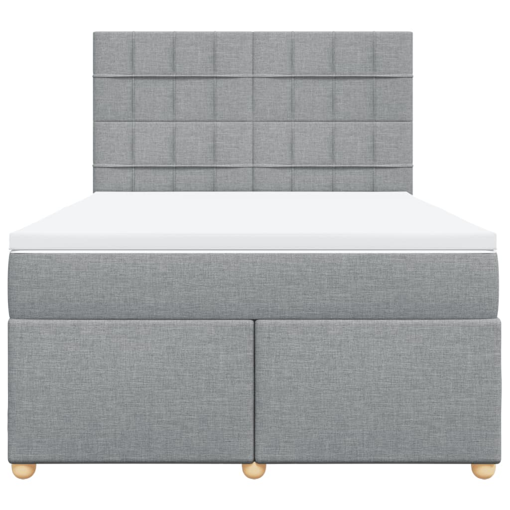 Boxspring met matras stof lichtgrijs 140x190 cm
