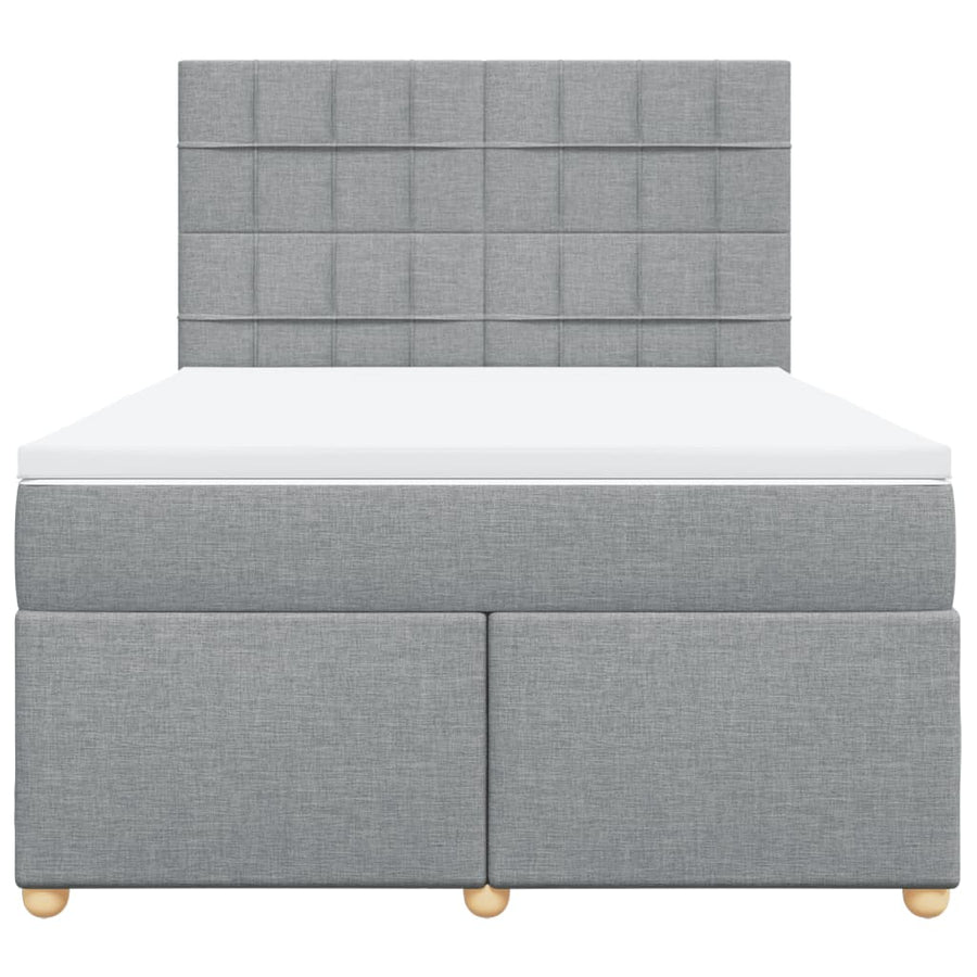 Boxspring met matras stof lichtgrijs 140x190 cm