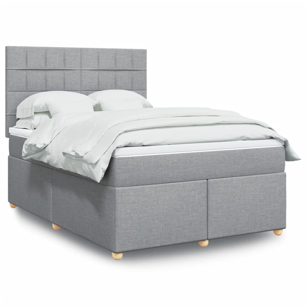 Boxspring met matras stof lichtgrijs 140x190 cm