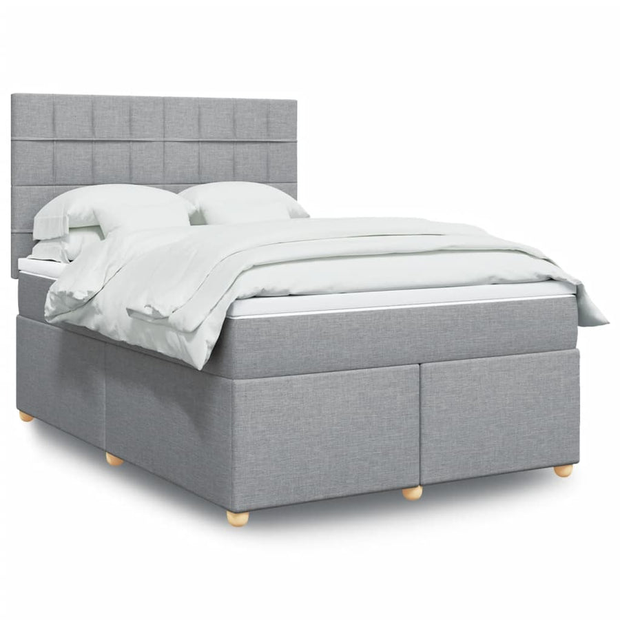 Boxspring met matras stof lichtgrijs 140x190 cm