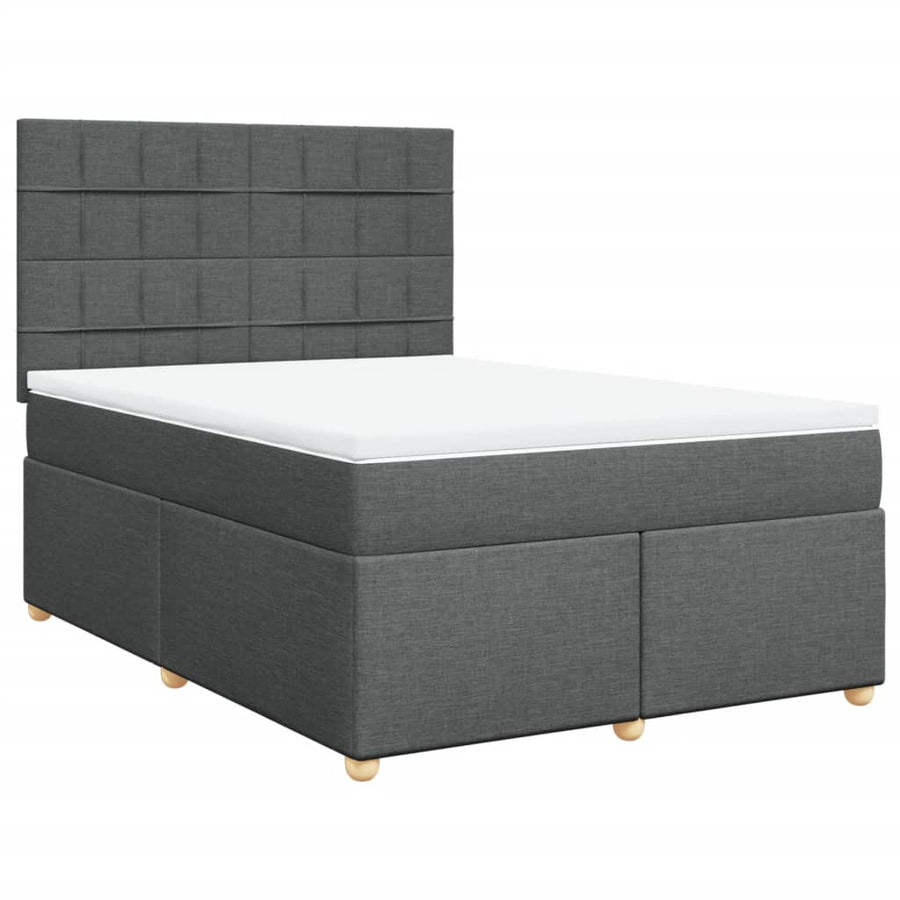 Boxspring met matras stof donkergrijs 140x190 cm