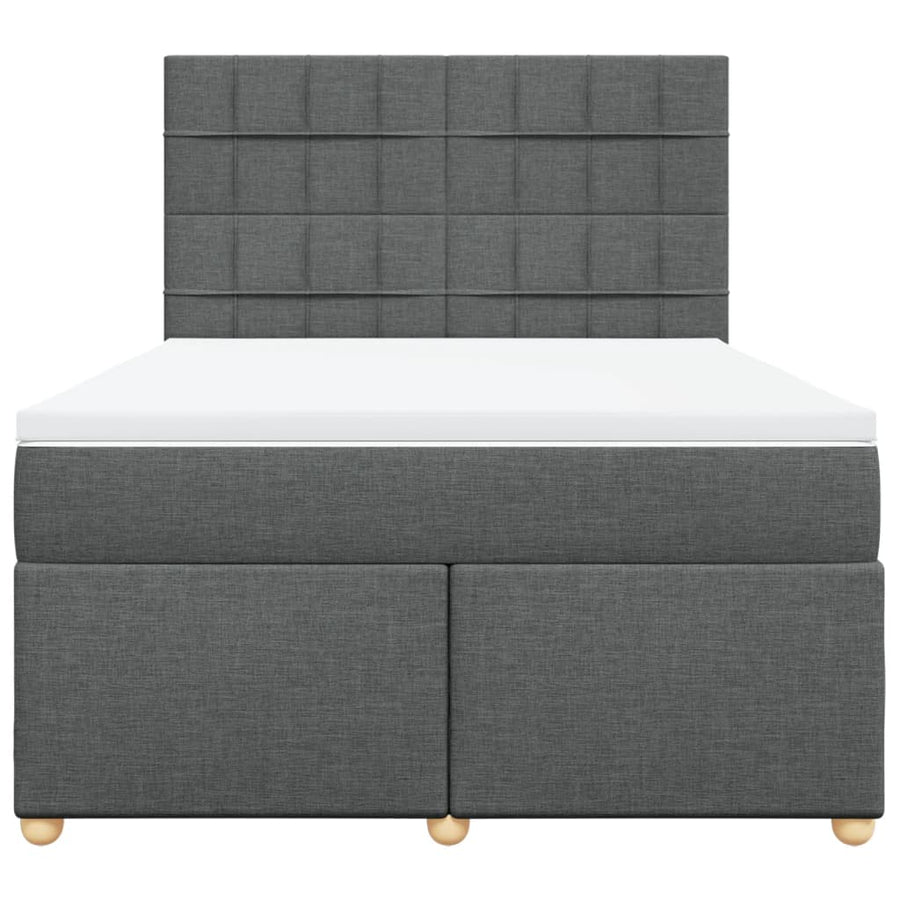 Boxspring met matras stof donkergrijs 140x190 cm