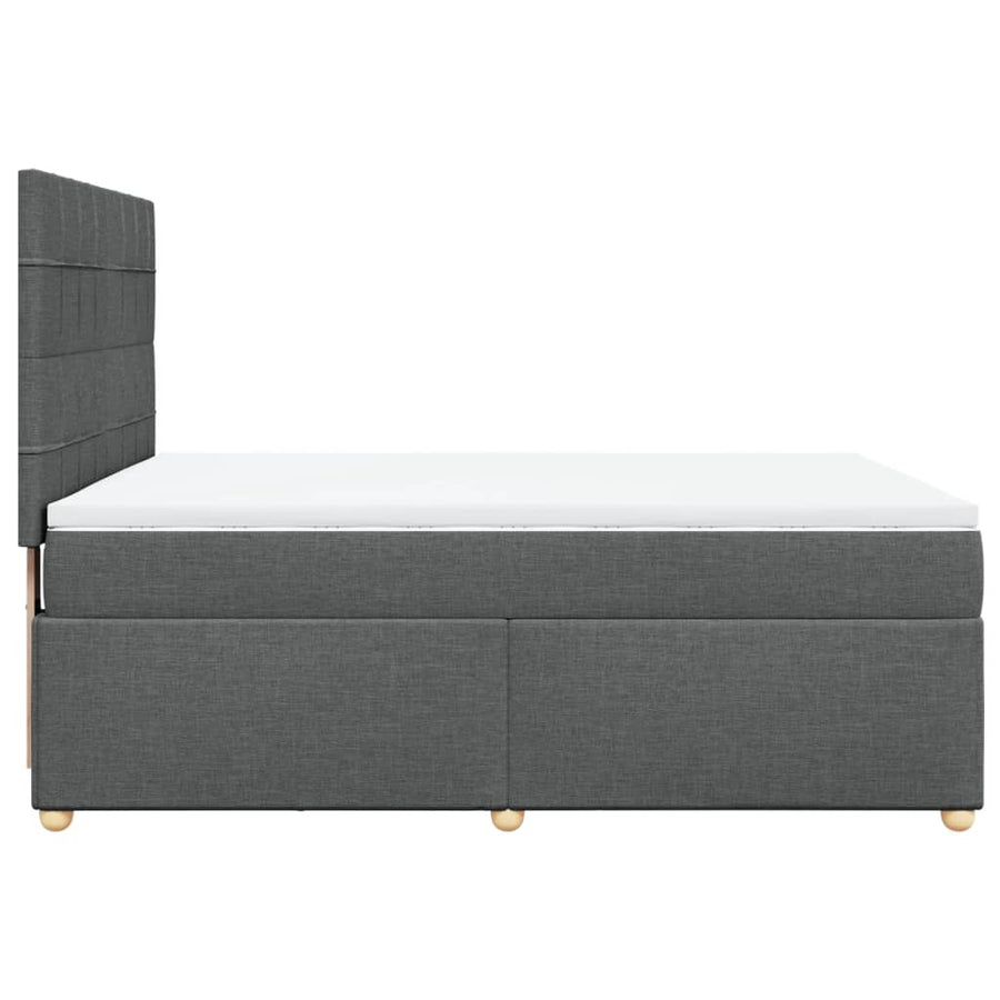 Boxspring met matras stof donkergrijs 140x190 cm