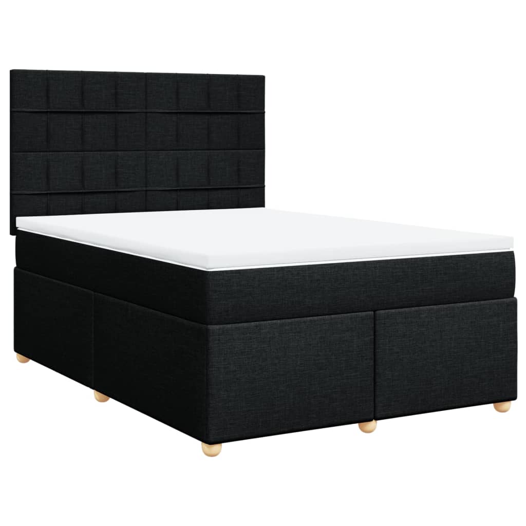 Boxspring met matras stof zwart 140x190 cm