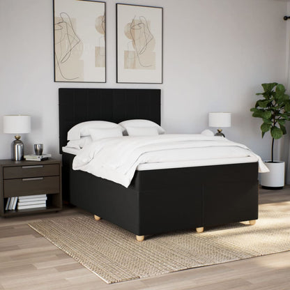 Boxspring met matras stof zwart 140x190 cm