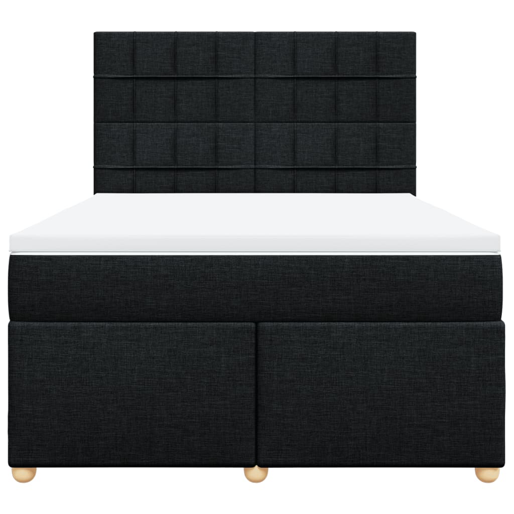 Boxspring met matras stof zwart 140x190 cm