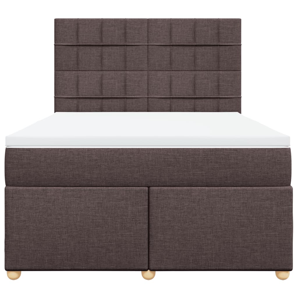 Boxspring met matras stof donkerbruin 140x190 cm