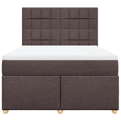 Boxspring met matras stof donkerbruin 140x190 cm