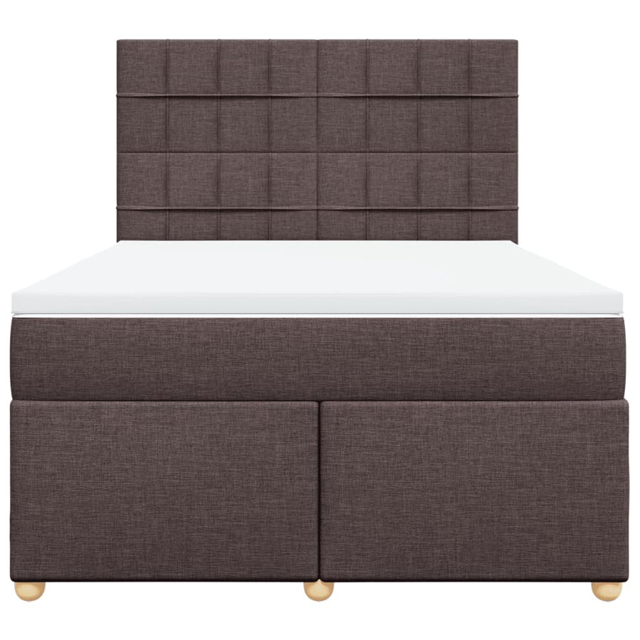 Boxspring met matras stof donkerbruin 140x190 cm