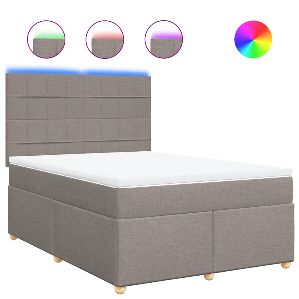 Boxspring met matras stof taupe 140x190 cm