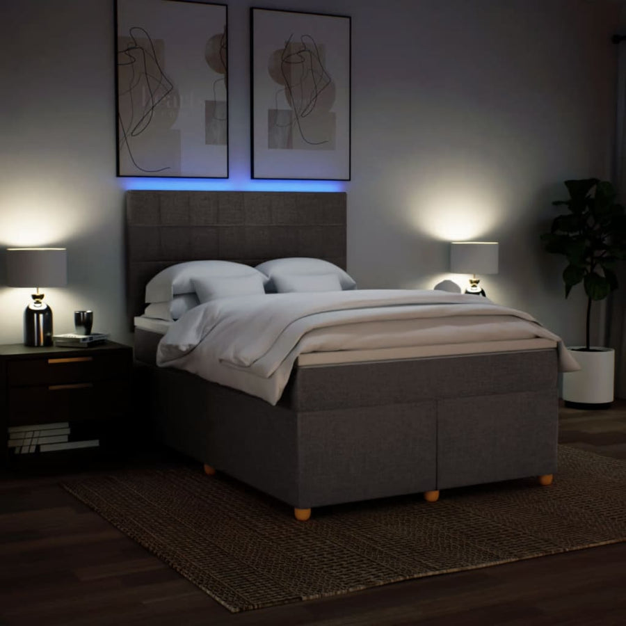 Boxspring met matras stof taupe 140x190 cm