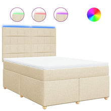 Boxspring met matras stof crèmekleurig 140x190 cm