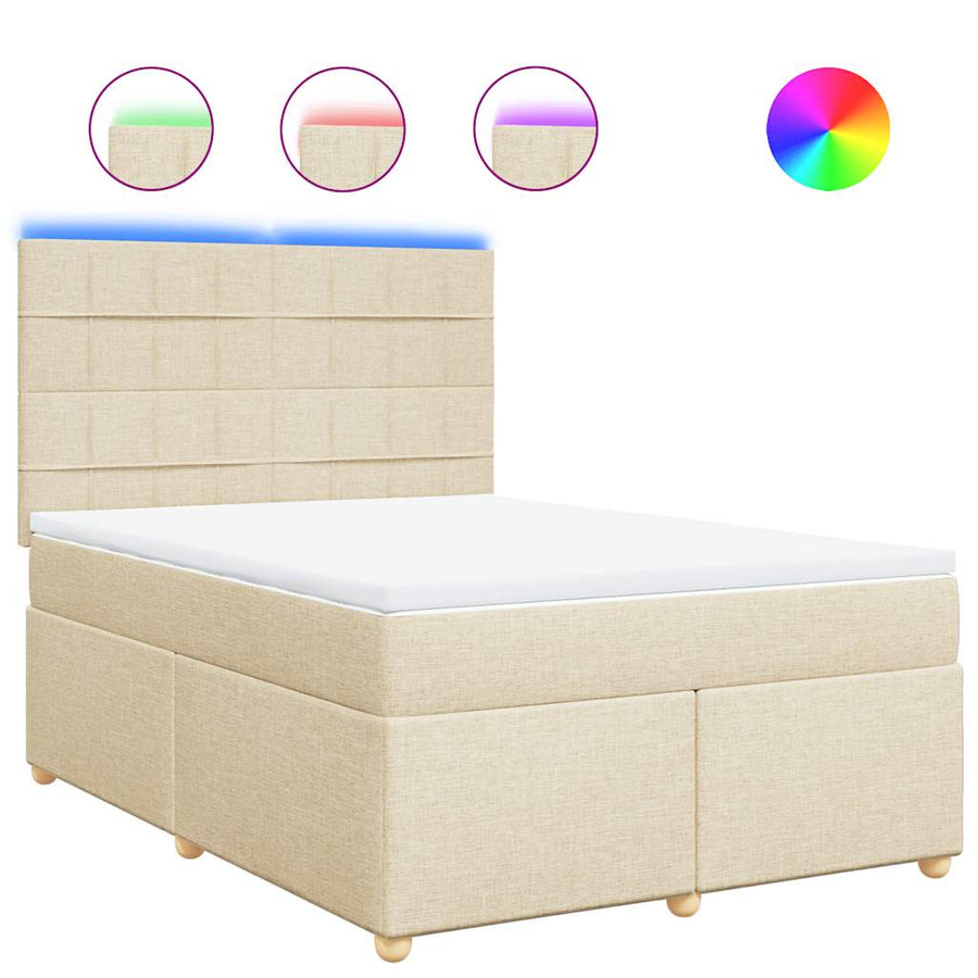 Boxspring met matras stof crèmekleurig 140x190 cm