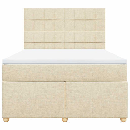 Boxspring met matras stof crèmekleurig 140x190 cm