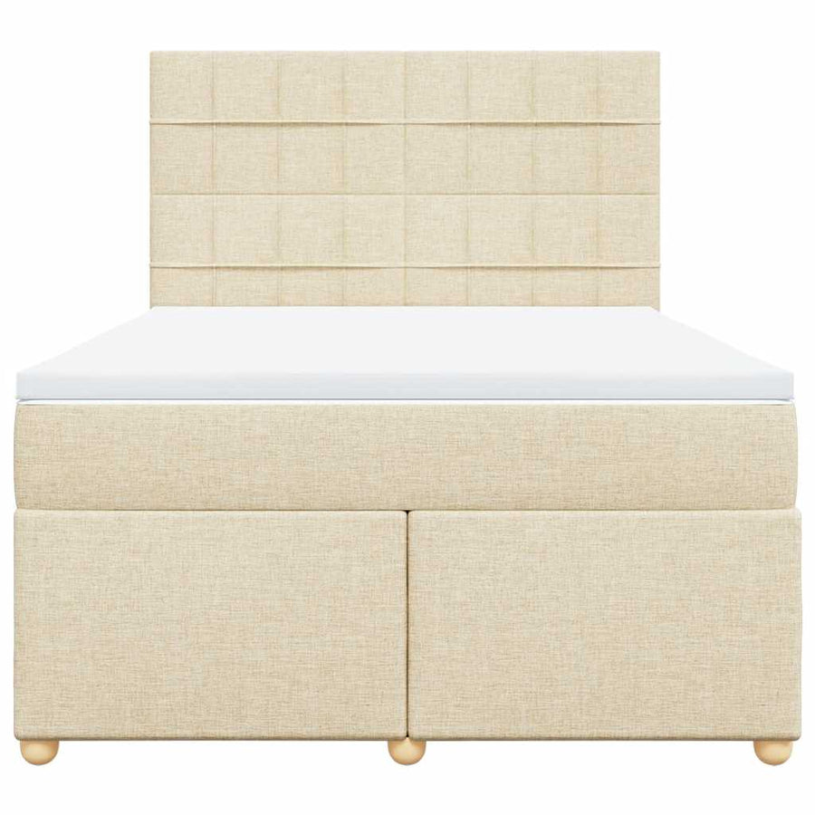 Boxspring met matras stof crèmekleurig 140x190 cm