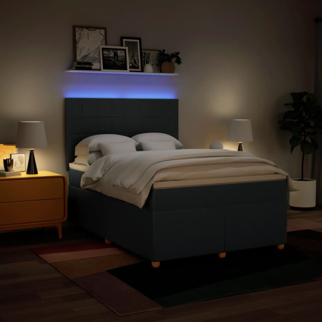 Boxspring met matras stof blauw 140x190 cm