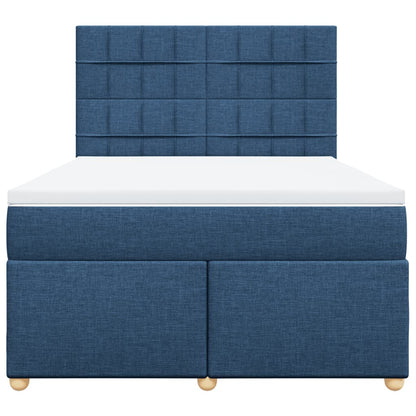 Boxspring met matras stof blauw 140x190 cm