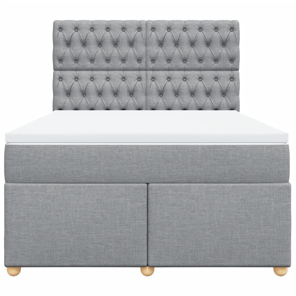 Boxspring met matras stof lichtgrijs 140x190 cm
