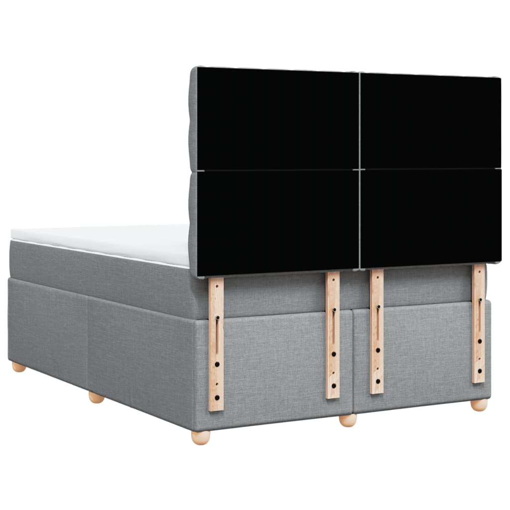 Boxspring met matras stof lichtgrijs 140x190 cm