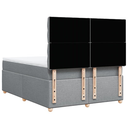 Boxspring met matras stof lichtgrijs 140x190 cm