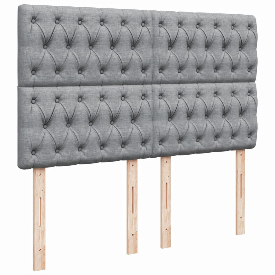 Boxspring met matras stof lichtgrijs 140x190 cm