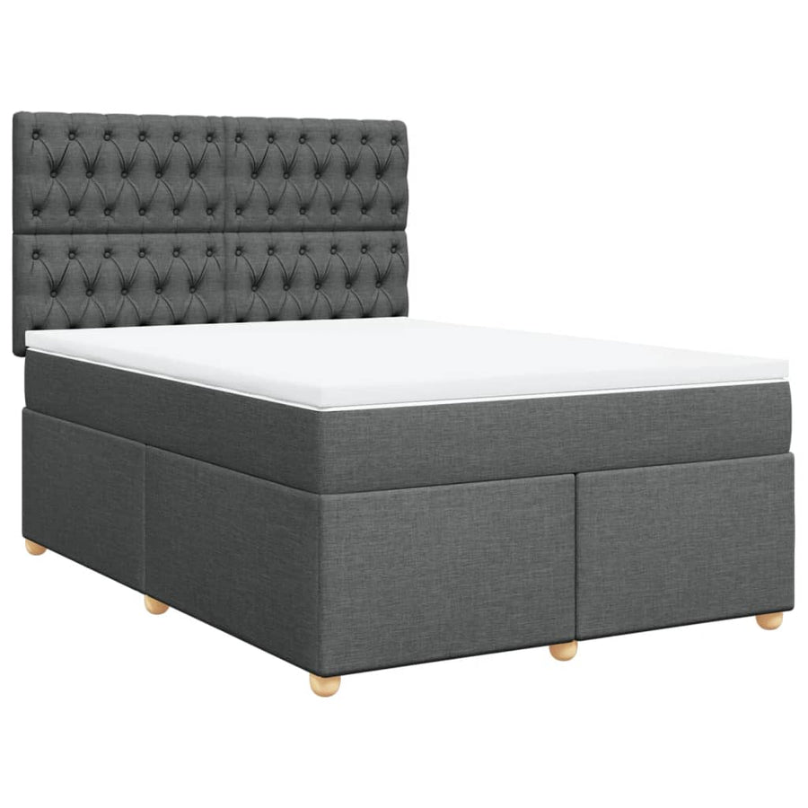 Boxspring met matras stof donkergrijs 140x190 cm