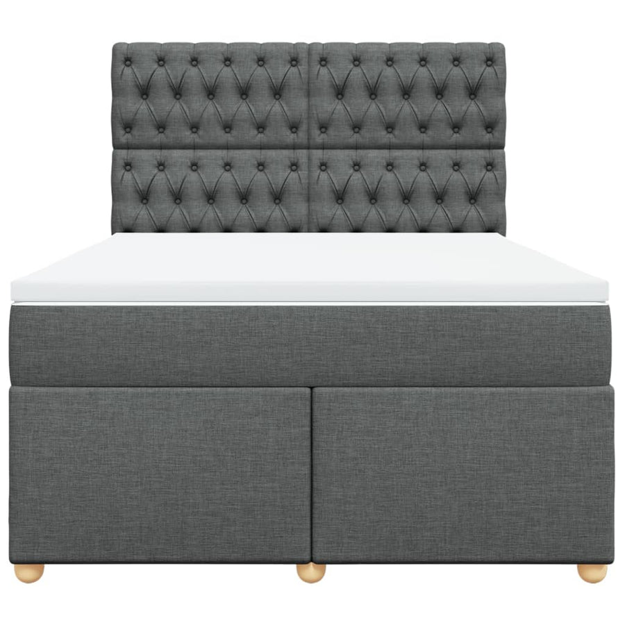 Boxspring met matras stof donkergrijs 140x190 cm