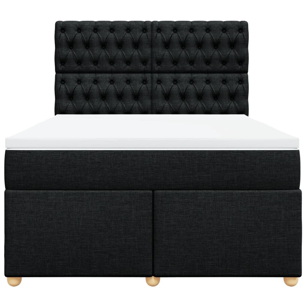 Boxspring met matras stof zwart 140x190 cm