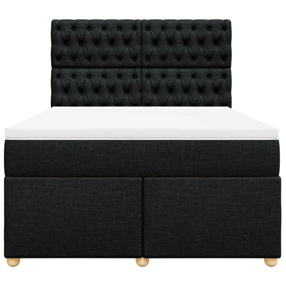 Boxspring met matras stof zwart 140x190 cm