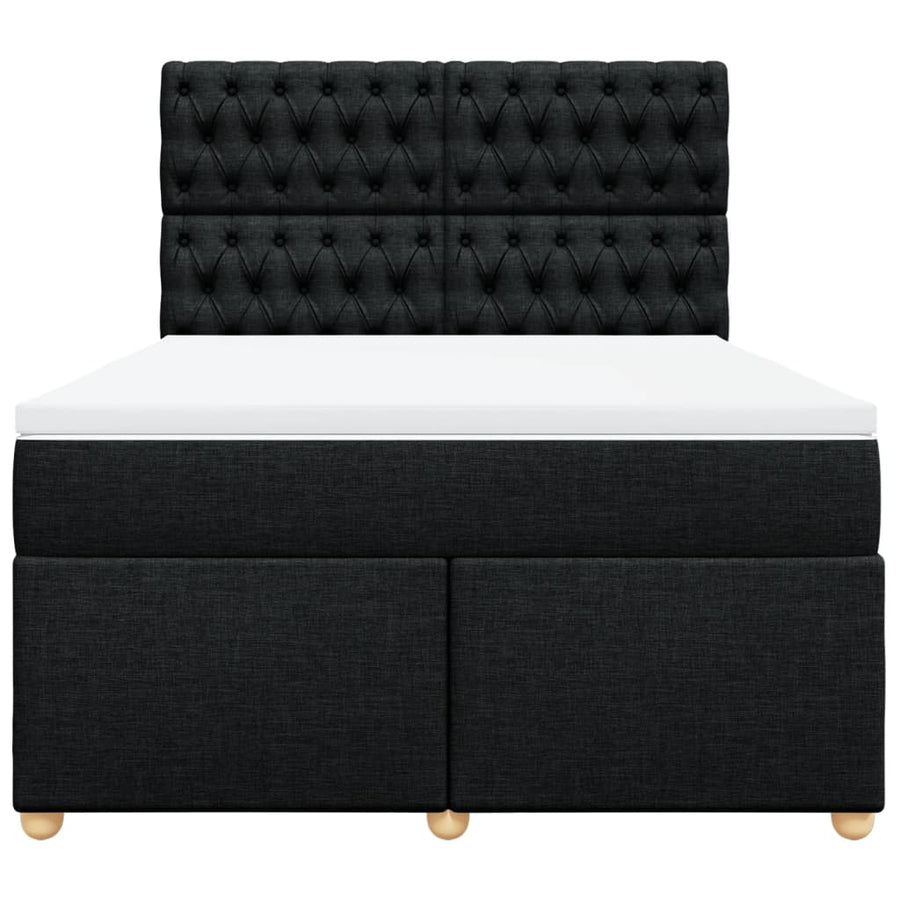 Boxspring met matras stof zwart 140x190 cm
