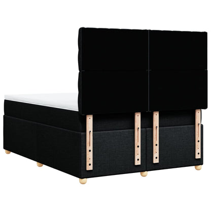 Boxspring met matras stof zwart 140x190 cm