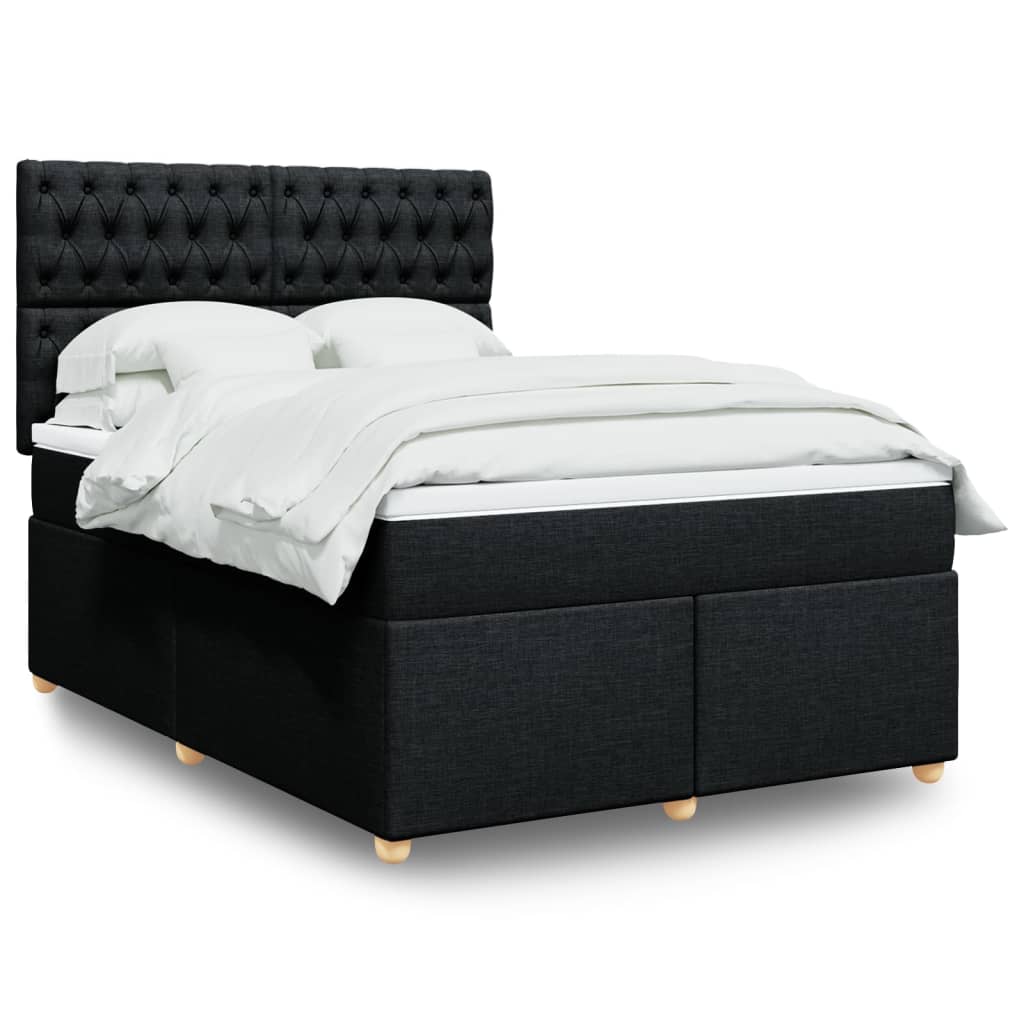 Boxspring met matras stof zwart 140x190 cm