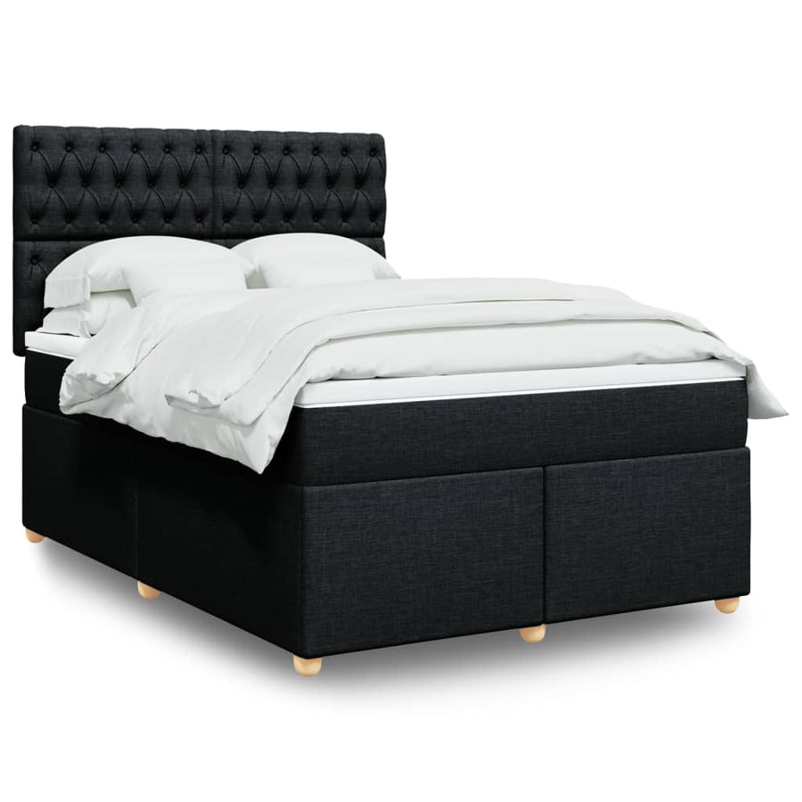 Boxspring met matras stof zwart 140x190 cm