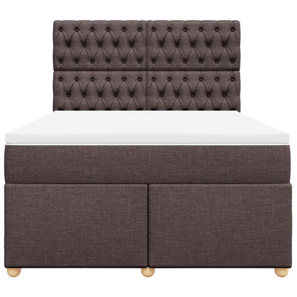 Boxspring met matras stof donkerbruin 140x190 cm