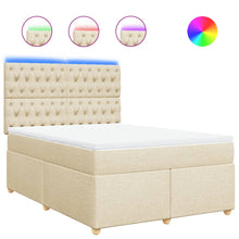 Boxspring met matras stof crèmekleurig 140x190 cm