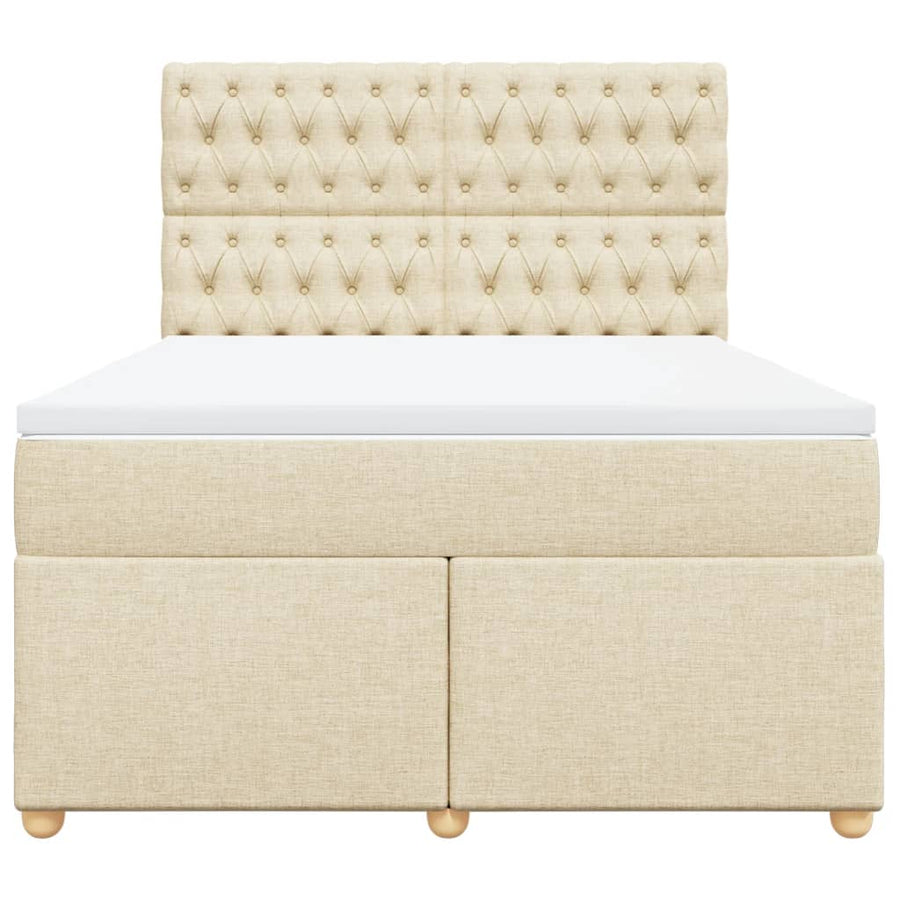 Boxspring met matras stof crèmekleurig 140x190 cm