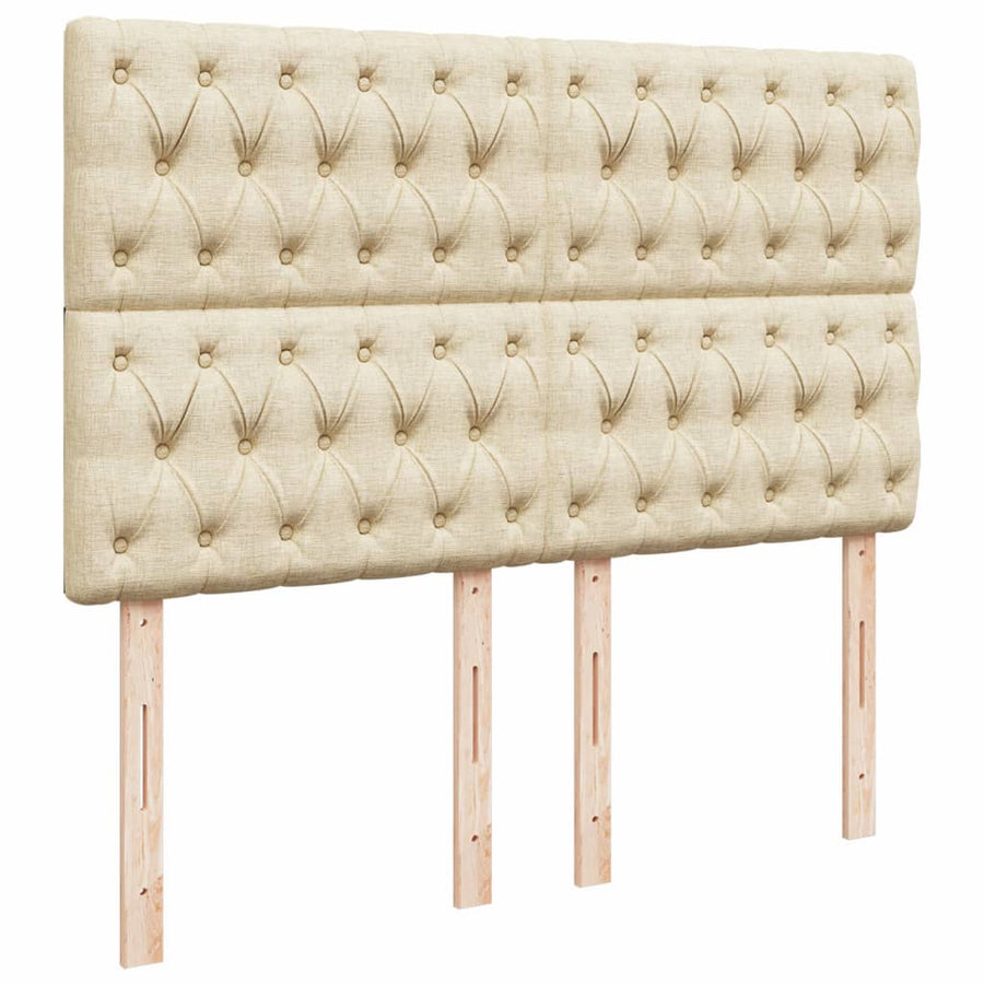 Boxspring met matras stof crèmekleurig 140x190 cm