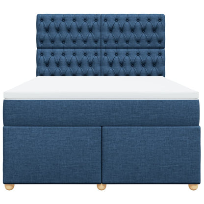 Boxspring met matras stof blauw 140x190 cm