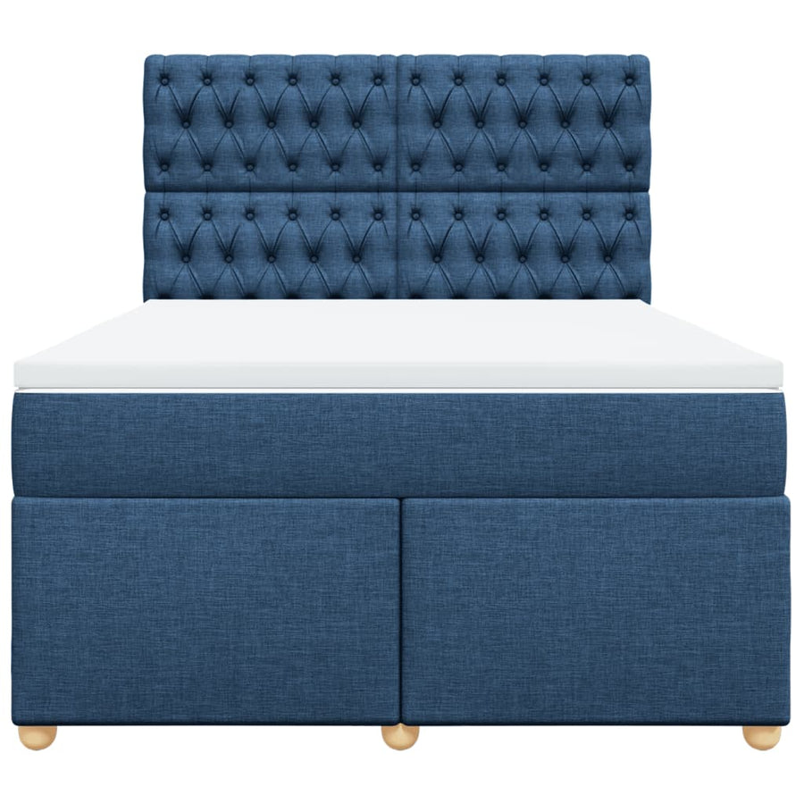 Boxspring met matras stof blauw 140x190 cm
