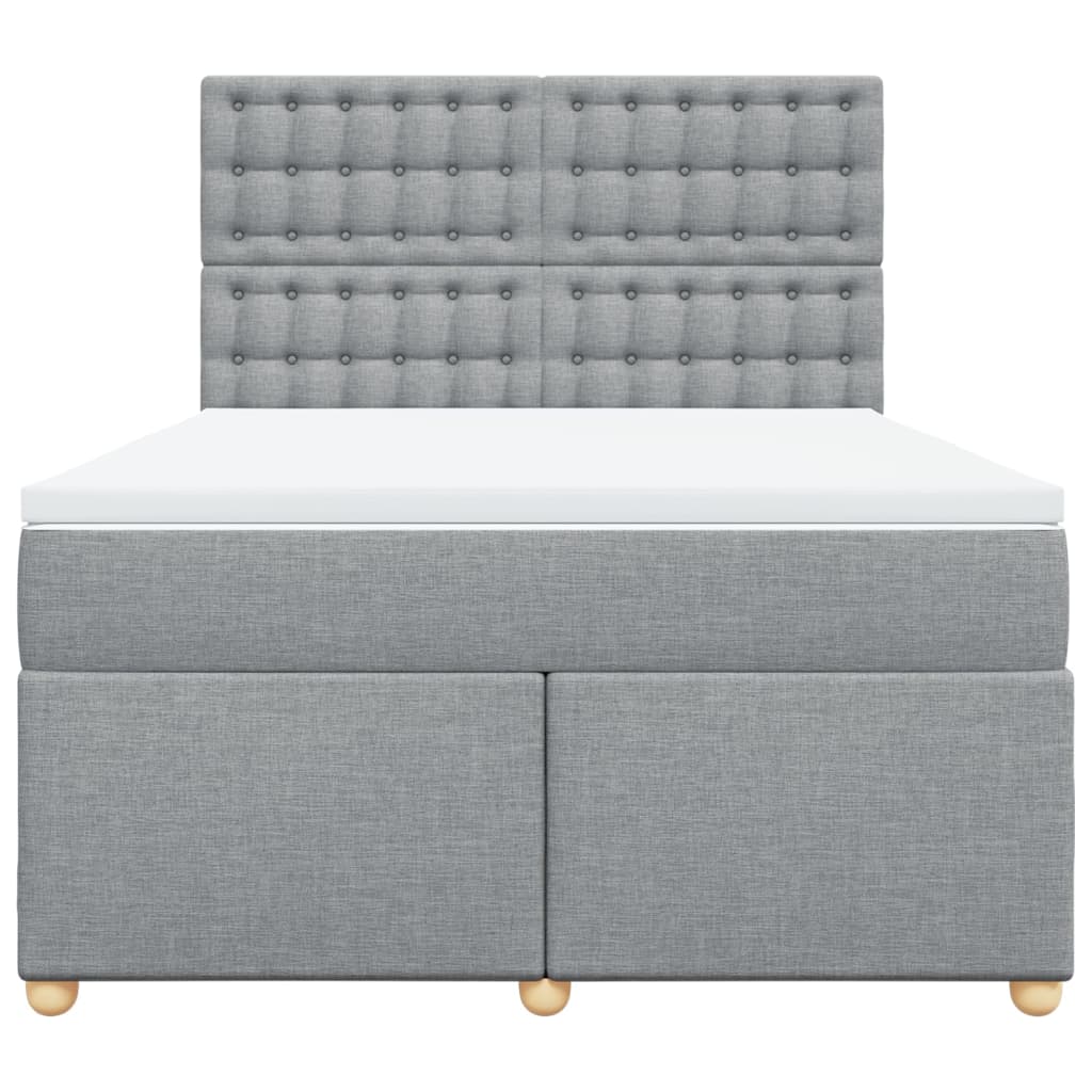 Boxspring met matras stof lichtgrijs 140x190 cm