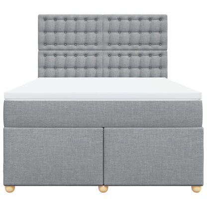 Boxspring met matras stof lichtgrijs 140x190 cm