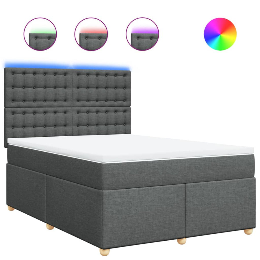 Boxspring met matras stof donkergrijs 140x190 cm