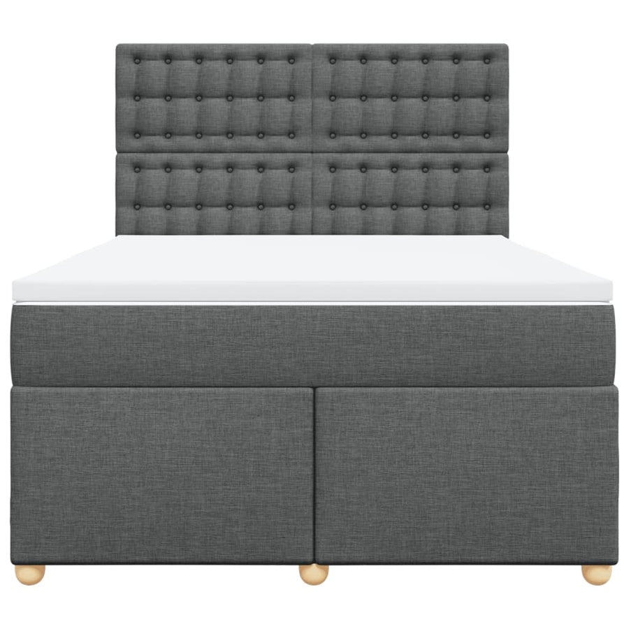 Boxspring met matras stof donkergrijs 140x190 cm