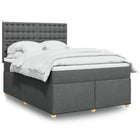 Box spring with mattress fabric dark grey 140x190 cm