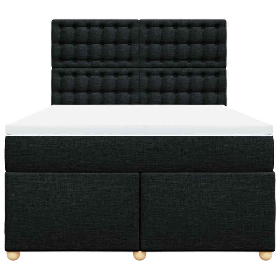 Boxspring met matras stof zwart 140x190 cm