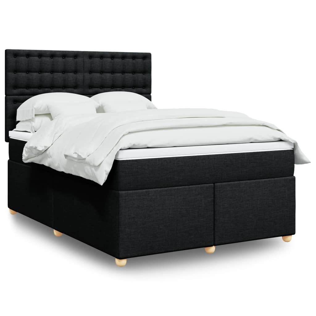 Boxspring met matras stof zwart 140x190 cm
