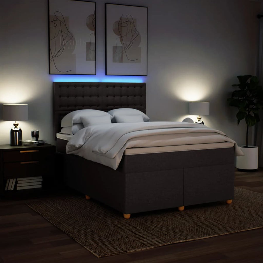 Boxspring met matras stof donkerbruin 140x190 cm