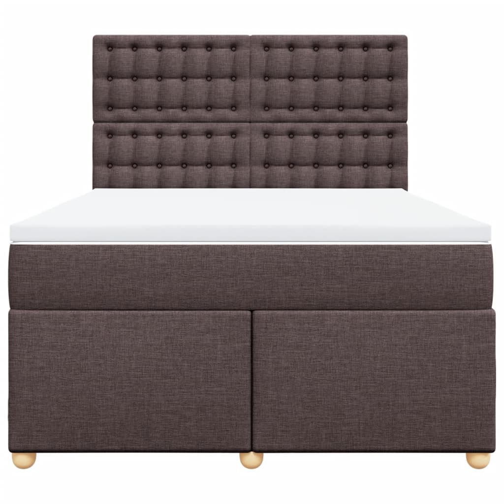 Boxspring met matras stof donkerbruin 140x190 cm