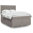 Box spring with fabric mattress taupe 140x190 cm