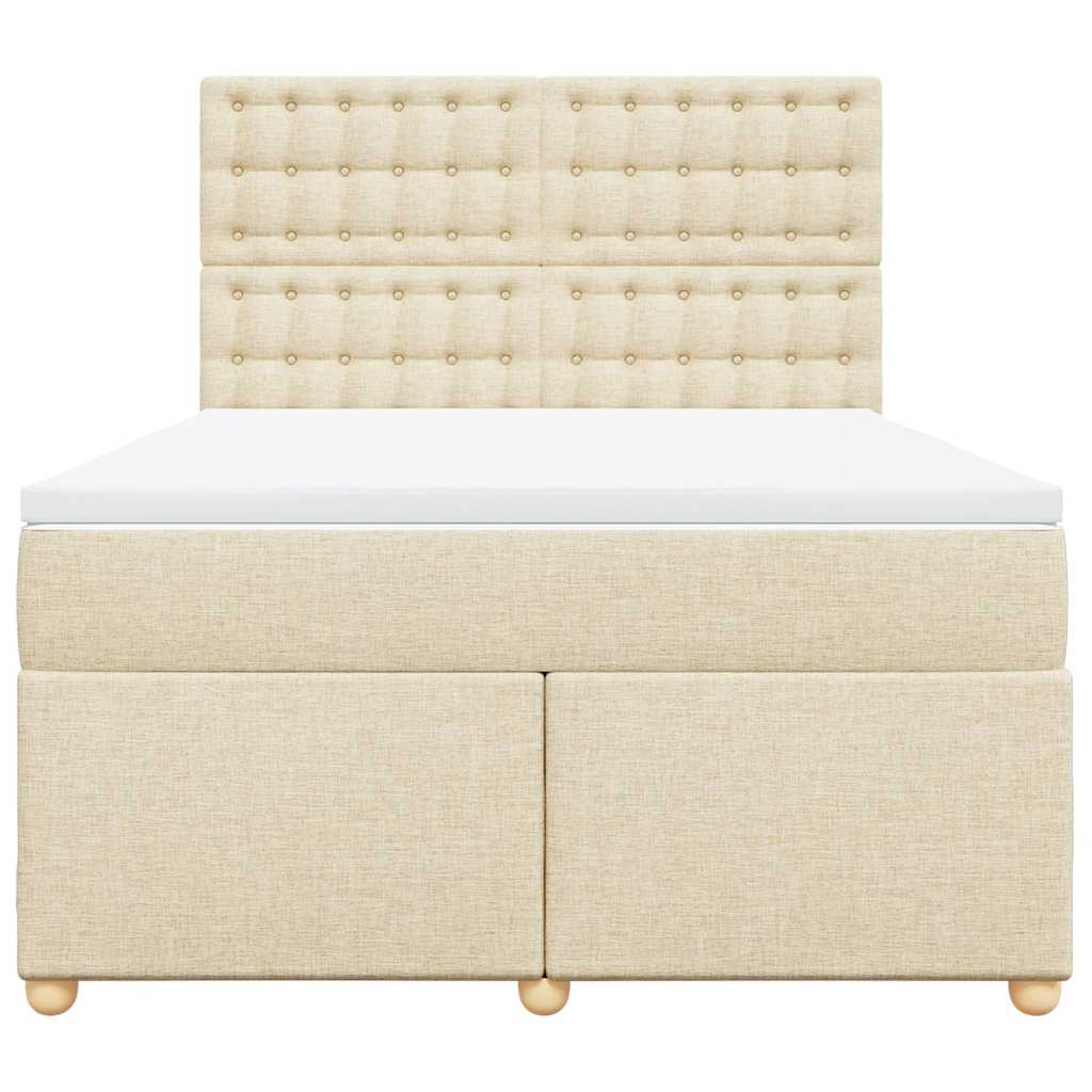Boxspring met matras stof crèmekleurig 140x190 cm